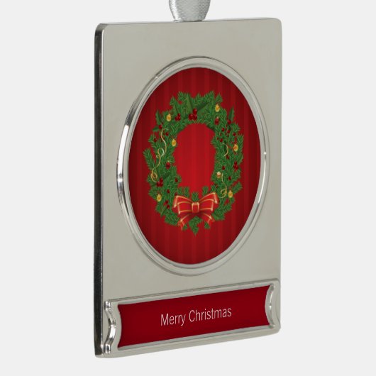 Kerst, groen en rood verzilverd banner ornament (Rechts)