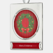 Kerst, groen en rood verzilverd banner ornament (Links)