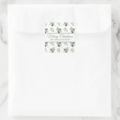 Kerst Groen en Wit Bloemen Custom Holiday Vierkante Sticker (Tas)