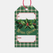 Kerst groen en wit plaid cadeaulabel (Voorkant)