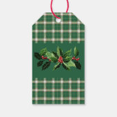 Kerst groen en wit plaid cadeaulabel (Achterkant)