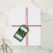 Kerst groen en wit plaid cadeaulabel (Met Touw)