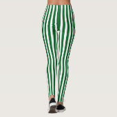 Kerst groen en wit verticaal gestreept leggings (Achterkant)