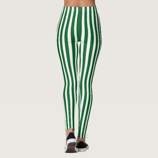 Kerst groen en wit verticaal gestreept leggings (Achterkant)