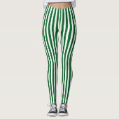 Kerst groen en wit verticaal gestreept leggings (Voorkant)