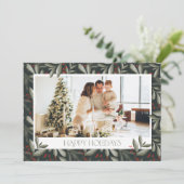 Kerst groen foto vakantie Kaart horizontaal (Staand voorkant)