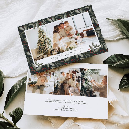 Kerst groen foto vakantie Kaart horizontaal