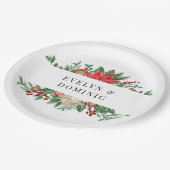 Kerst groen gebladerte vakantie bruiloft papieren bordje (Gekanteld)