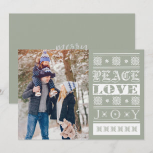 Kerst Groen Geluk Vrede Liefde Vakantiefoto  Feestdagenkaart