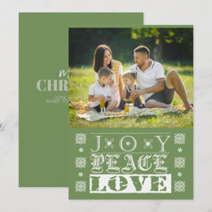 Kerst Groen Geluk Vrede Liefde Vakantiefoto Feestdagenkaart