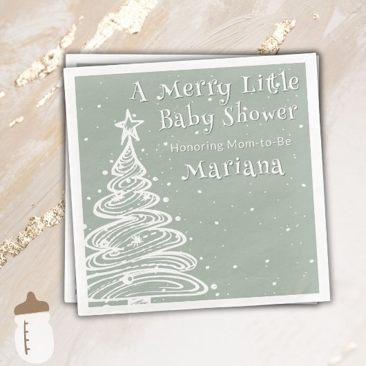 Kerst Groen Genderneutraal Baby shower Servet
