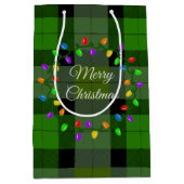 Kerst groen geplakt en licht krans medium cadeauzakje (Voorkant)