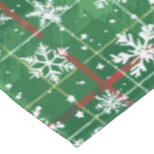 Kerst groen geplakt met witte sneeuwvlokken tafelkleed (Gekanteld)