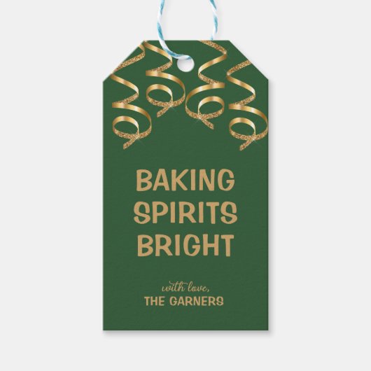 Kerst Groen Goud Bakken Spirits Cadeaulabel (Voorkant)
