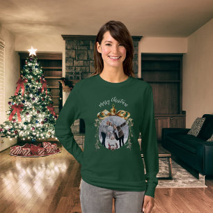 Kerst groen goud bauble familie foto t-shirt