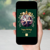 Kerst groen goud bauble foto bedrijf logo feestdagenkaart