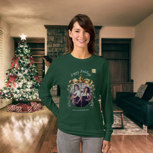 Kerst groen goud bauble team foto logo t-shirt