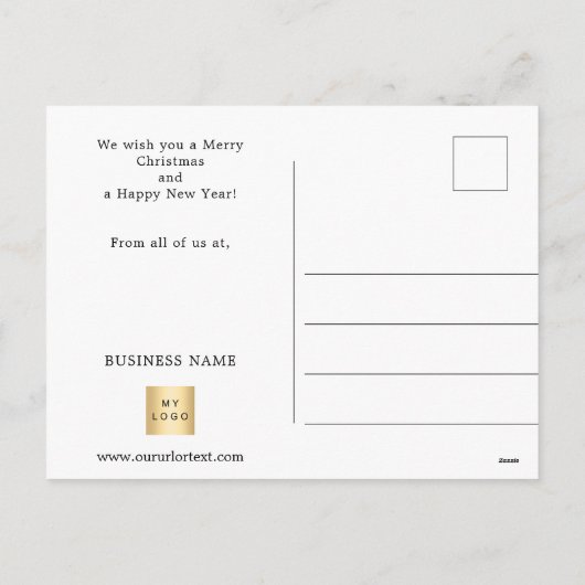 Kerst groen goud bauble zakelijke foto logo feestdagenkaart (Achterkant)