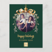 Kerst groen goud bauble zakelijke foto logo feestdagenkaart (Voorkant)