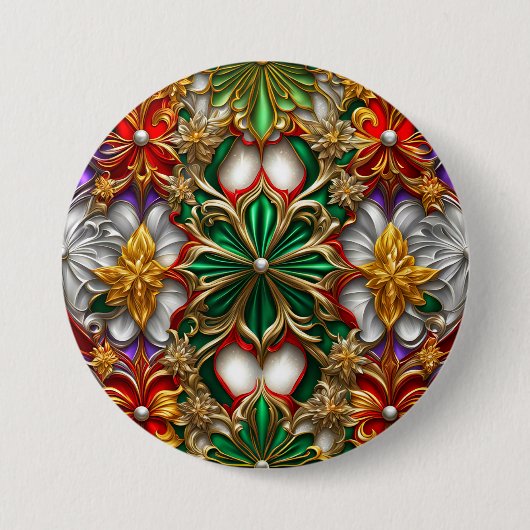 KERST ~ Groen Goud Witte Button ~ (Voorkant)