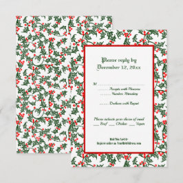 Kerst Groen Hulst Feest Bewerkbare 3.5x 5" Reactie Kaart