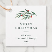 Kerst groen minimale typografie wit cadeau bedankjes labels (Voorkant)