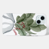 Kerst groen Mistletoe gepersonaliseerd script Case-Mate iPhone Case (Achterkant (horizontaal))