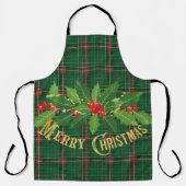 Kerst Groen Plaid met Krans Schort (Voorkant)