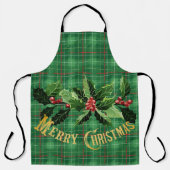 Kerst Groen Plaid met Krans Schort (Voorkant)