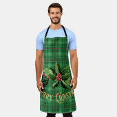 Kerst Groen Plaid met Krans Schort (Gedragen)