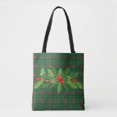 Kerst Groen Plaid met Krans Tote Bag (Voorkant)