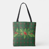 Kerst Groen Plaid met Krans Tote Bag (Achterkant)