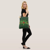 Kerst Groen Plaid met Krans Tote Bag (Op model)