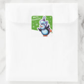 Kerst groen plein sticker Penguin schaatsen. (Tas)