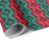 Kerst Groen & Rood Breien Wrapping Papier (Rol Hoek)