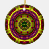 KERST ~ Groen Rood Geel Paarse 2024 Keramisch Ornament (Voorkant)