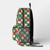 Kerst Groen Rood Geometrisch Puzzel Stuk Patroon Bedrukte Rugzak (Rechts)
