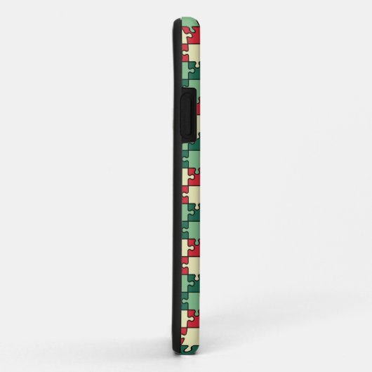 Kerst Groen Rood Geometrisch Puzzel Stuk Patroon Case-Mate iPhone Case (Achterkant/rechts)