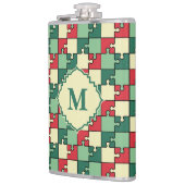 Kerst Groen Rood Geometrisch Puzzel Stuk Patroon Heupfles (Links)