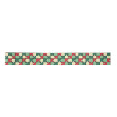 Kerst Groen Rood Geometrisch Puzzel Stuk Patroon Satijnen Lint (Voorkant)