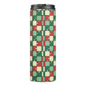 Kerst Groen Rood Geometrisch Puzzel Stuk Patroon Thermosbeker (Achterkant)