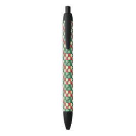 Kerst Groen Rood Geometrisch Puzzel Stuk Patroon Zwarte Inkt Pen