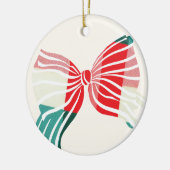 Kerst groen & rood geplakt gebonden met boog foto keramisch ornament (Links)