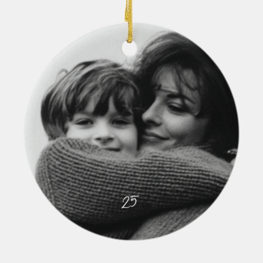 Kerst groen & rood geplakt gebonden met boog foto keramisch ornament (Achterkant)