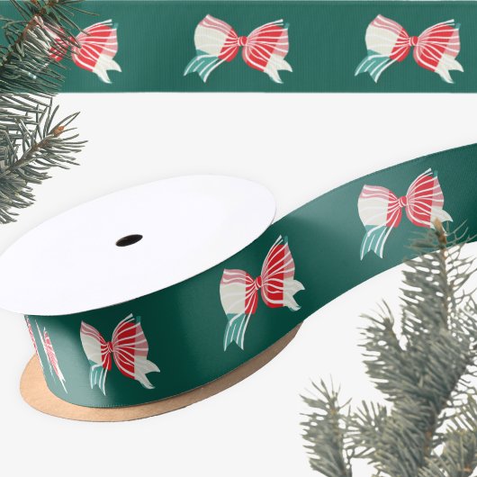 Kerst groen & rood geplakt gebonden met boog vakan satijnen lint