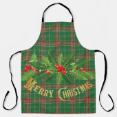 Kerst groen rood geplakt met krans schort (Voorkant)