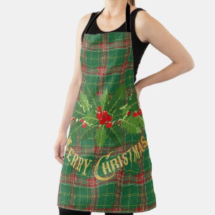 Kerst groen rood geplakt met krans schort