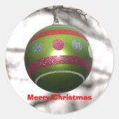 Kerst Groen Rood Gestreept Ornament Ronde Sticker (Voorkant)
