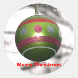Kerst Groen Rood Gestreept Ornament Ronde Sticker