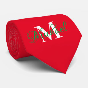 Kerst Groen & Rood Monogramed stropdas